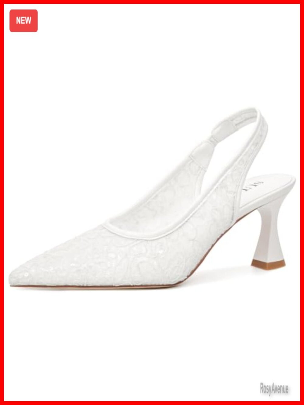 Lace Mesh Slingback Kitten Heel Pointed Toe Wedding Pump